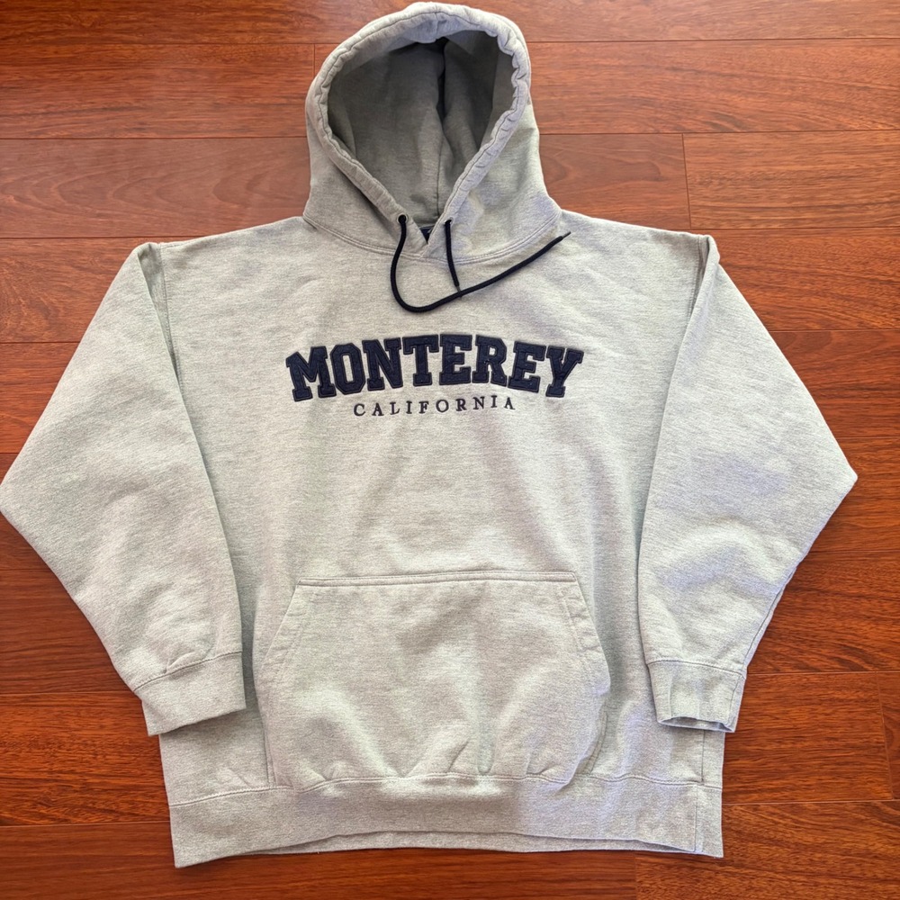 Ocean Beach Sportswear Monterey California Hoodie Mens XL Gray Sweatshirt